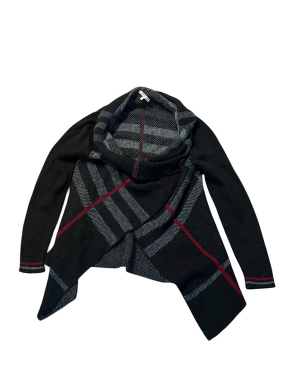 Elisabetta collection wool alpaca blend waterfall cardigan sweater gray black